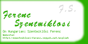 ferenc szentmiklosi business card