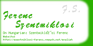 ferenc szentmiklosi business card